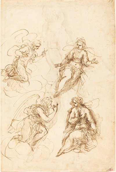 Bir Müjde için Çalışmalar [recto] by Jacopo Palma il Giovane