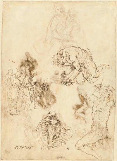 Kör Adamı İyileştiren İsa Çalışmaları, Aziz Philip Benizzi ve Aziz Sebastian by Jacopo Palma il Giovane