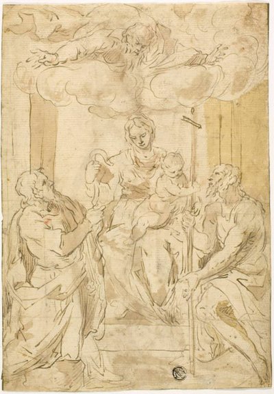 Aziz Thomas ve Vaftizci Yahya ile Bakire ve Çocuk (rekto); Uyuyan Venüs (ters) by Jacopo Palma il Giovane