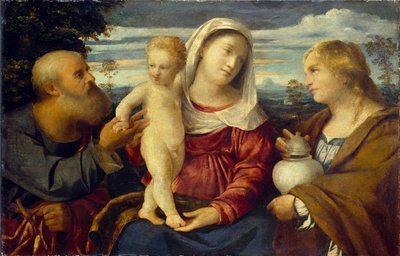 Aziz Mary Magdalen ile Kutsal Aile, c1513-1514. by Jacopo Palma il Vecchio