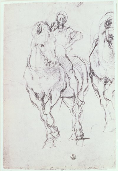 Çölde Susuzluklarını Söndüren İsrailliler İçin Bir Süvarinin İncelenmesi (tebeşir) by Jacopo Pontormo