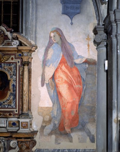 Müjde, Meryem'in detayı, c.1527 (fresk) by Jacopo Pontormo