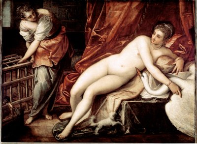 Leda ve Kuğu, c.1570 (tuval üzerine yağlı boya) by Jacopo Robusti Tintoretto