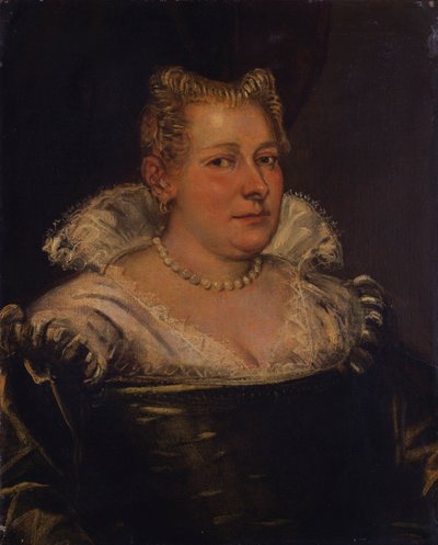Beyaz yakalı yeşil elbiseli bir bayanın büstü uzunluğu portresi by Jacopo Robusti Tintoretto