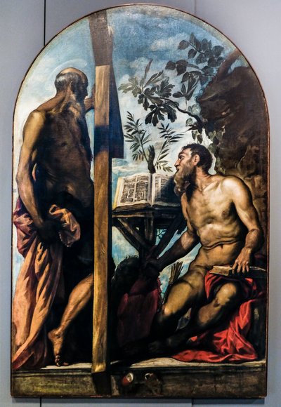 Aziz Andrew ve Aziz Jerome, 1551-52 civarı (tuval üzerine yağlıboya) by Jacopo Robusti Tintoretto