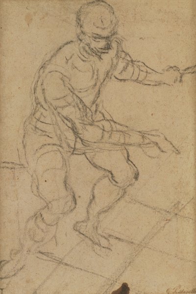 Oturan Adam Yukarıdan Görünüş (kağıt üzerine siyah tebeşir) (rekto) (versi için 160813