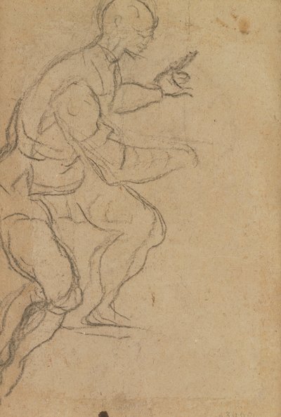 Oturan Adam Aşağıdan Görünüş (kağıt üzerinde siyah tebeşir) (yassı) (rekto için bkz. 160812) by Jacopo Robusti Tintoretto