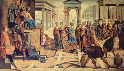 Süleyman ve Saba Kraliçesi by Jacopo Robusti Tintoretto