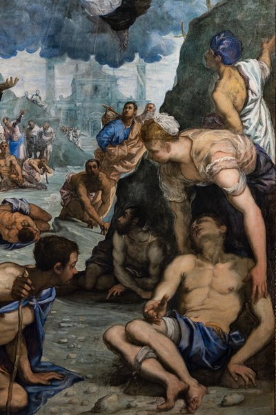 St. Augustine topalları iyileştirir, detay by Jacopo Robusti Tintoretto