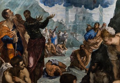 St. Augustine topalları iyileştirir, detay by Jacopo Robusti Tintoretto