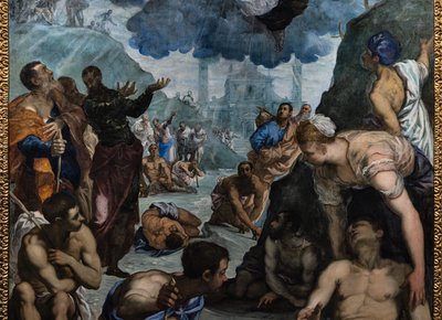 St. Augustine topalları iyileştirir, detay by Jacopo Robusti Tintoretto