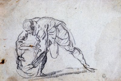 Bükülmüş erkek figürü için çalışma by Jacopo Robusti Tintoretto
