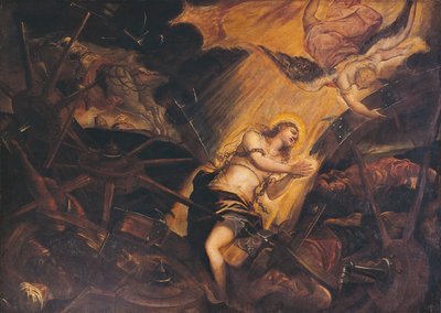 Aziz Catherine Şehitliği, Tintoretto (1518-1594) olarak bilinen Jacopo Robusti tarafından, Patriklik Sarayı, Venedik, İtalya by Jacopo Robusti Tintoretto