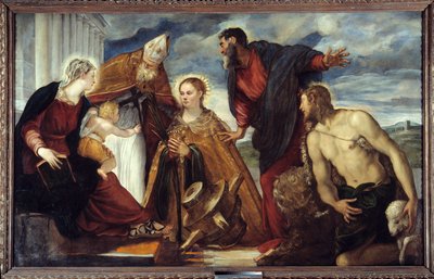 Aziz Catherine, Aziz Augustine, Aziz Mark, Vaftizci Yahya ile Bakire ve Çocuk Resim Jacopo Robusti dit Il Tontoretto (Tintoret) 1549 Güneş. 1,93x3,14 m Lyon, Güzel Sanatlar Müzesi by Jacopo Robusti Tintoretto