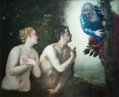 Adem ve Havva'nın Aden bahçesinden kovulması by Jacopo Robusti Tintoretto