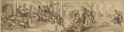 Süleyman ve Saba Kraliçesi, c.1600 (kağıt üzerine kalem) by Jacopo Robusti after Tintoretto