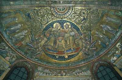 Meryem'in taç giyme töreni, Basilica di S.Maria Maggiore'nin apsisi, Roma, 1287-92 (mozaik) by Jacopo Torriti