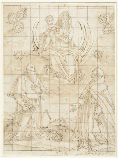 Madonna iki aziz tarafından saygıyla karşılandı by Jacopo da Empoli (circle of)