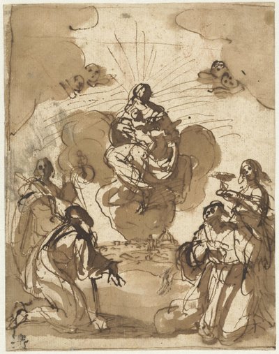 Dört aziz Meryem'e tapar by Jacopo da Empoli