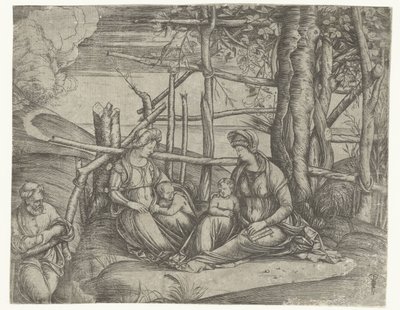 Elisabeth ve Vaftizci Yahya ile Kutsal Aile by Jacopo de