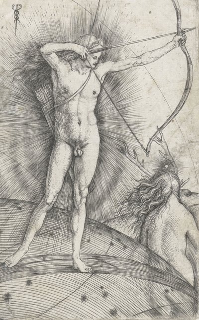 Gök küresinde ok ve yaylı Apollo ve geyikli Diana, 1503-5 by Jacopo de Barbari