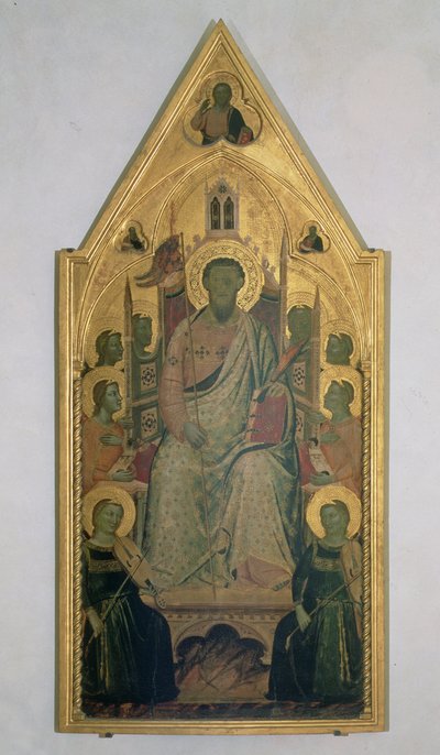 Aziz Bartholomew, Meleklerle tahta çıktı (panelde tempera) by Jacopo del Casentino