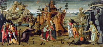 İncil sahneleri ve azizlerin efsaneleri ile manzara by Jacopo del Sellaio