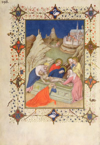 MS 66060-66061 Haç Saatleri: İtiraf, Entombment by Jacquemart de Hesdin