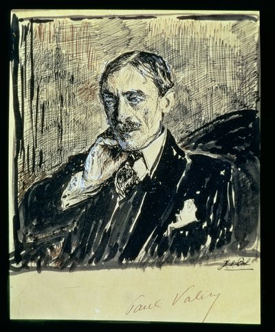 Fransız Yazar Paul Ambroise Valery'nin (1871-1945) portresi (kağıt üzerine mürekkep) by Jacques Emile Blanche