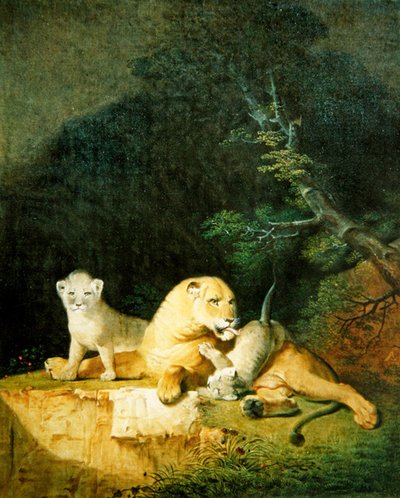 Aslan ve Yavrular (tuval üzerine yağlı boya) by Jacques-Laurent Agasse