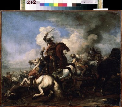 ""Le battle de chevaliers"" (Süvari Savaşı) Resmi Jacques Courtois (1621-1676) 17. yüzyıl Mikhail Kroshitsky Sanat Müzesi, Sivastopol (Sivastopol) Ukrayna by Jacques Courtois