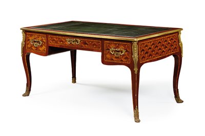 Geç Louis XV büro platformu, 18. yüzyılın üçüncü çeyreği (ormolu monte lale ağacı, amaranth, deri ve parke) by Jacques (attr. to) Birckle