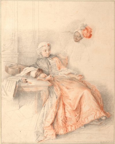 Genç Bayan Okuma ve Bir Sayfa by Jacques André Portail