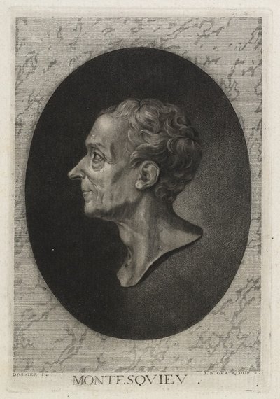 Montesquieu, Jean-Baptiste de Grateloup tarafından gravür, 1768 (mezzotint ile noktalı gravür) by Jacques-Antoine Dassier