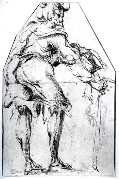 Şapkalı ve Sopalı Dilenci (kağıt üzerine kalem ve mürekkep) by Jacques Bellange