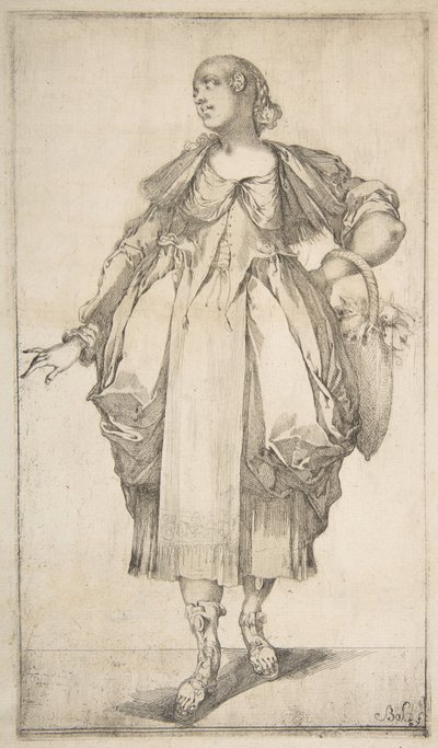 Hortulanae serisinden, Kolunda Sepetli Bahçıvan, 1612-16. by Jacques Bellange