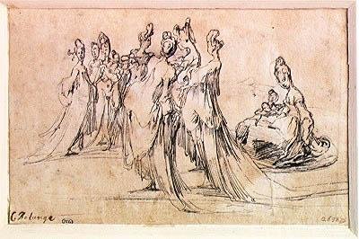 Kadın Grubu (kağıt üzerine kalem ve mürekkep) by Jacques Bellange