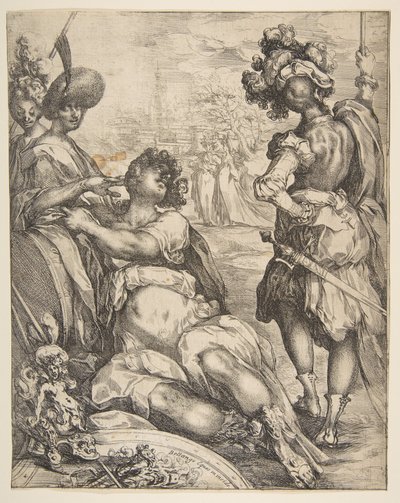 Bir Şehrin Dışındaki Askeri Figürler, 1595-1616. by Jacques Bellange