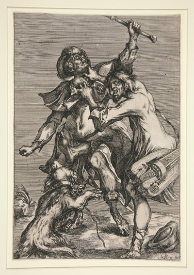Dilenci ve Sokak Müzisyeni (veya İki Serseri Dövüşü) by Jacques Bellange