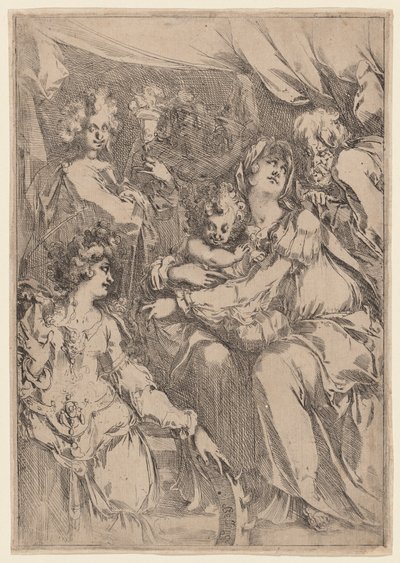 Aziz Catherine, Evangelist Aziz John ve bir Melek ile Kutsal Aile by Jacques Bellange