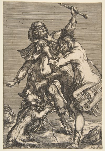 İki Dövüşen Dilenci, 1612-16. by Jacques Bellange
