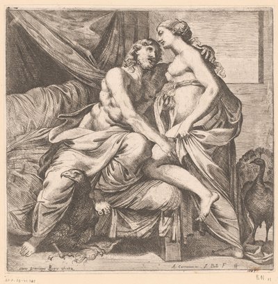 Roma'daki Palazzo Farnese'deki fresklerden sonra Jüpiter ve Juno Mitolojik sahneler (dizi başlığı) by Jacques Belly