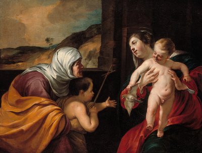Aziz Elizabeth ve Bebek Aziz Vaftizci Yahya ile Bakire ve Çocuk, 162829. by Jacques Blanchard