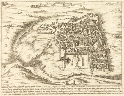 Kudüs şehrinin havadan görünümü by Jacques Callot