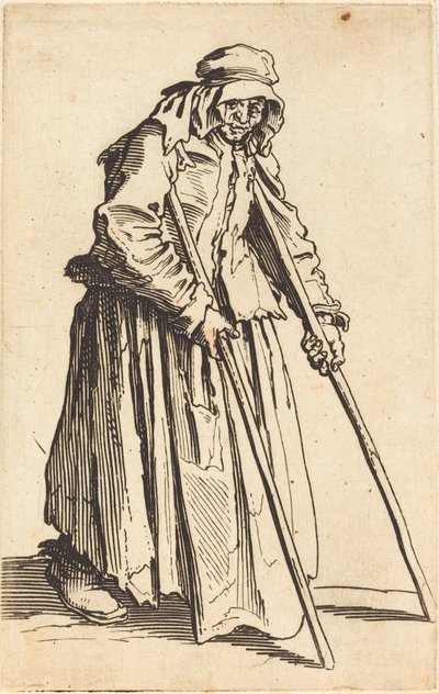 Koltuk değnekli Dilenci Kadın, c. 1622. by Jacques Callot