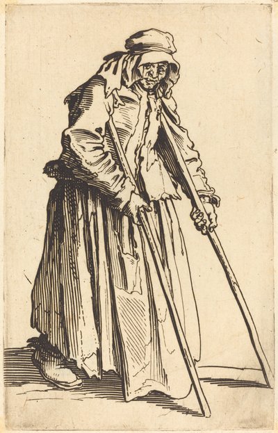 Koltuk değnekli Dilenci Kadın, c. 1622. by Jacques Callot