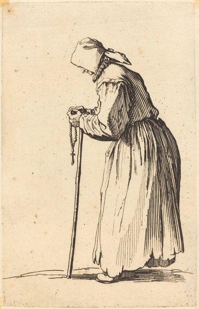 tespih ile dilenci kadın by Jacques Callot