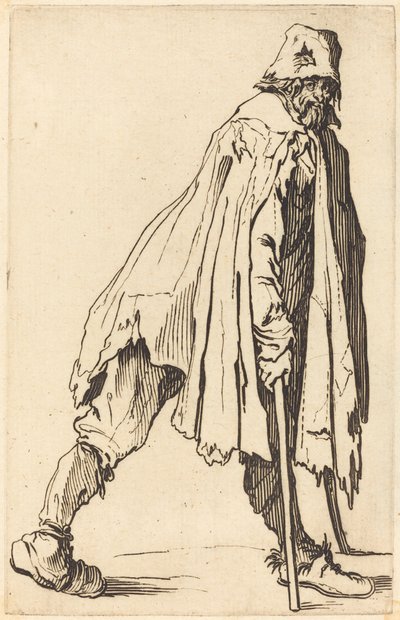 Koltuk değneği ve şapkalı dilenci by Jacques Callot