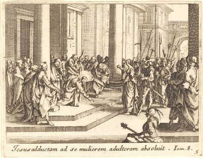 İsa ve Zina Edilen Kadın, 1635. by Jacques Callot