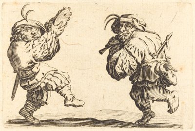 Flüt ve Tef ile Dansçılar by Jacques Callot